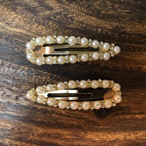 Faux Pearl/Rhinestone Embellished Snap Clip Set TD